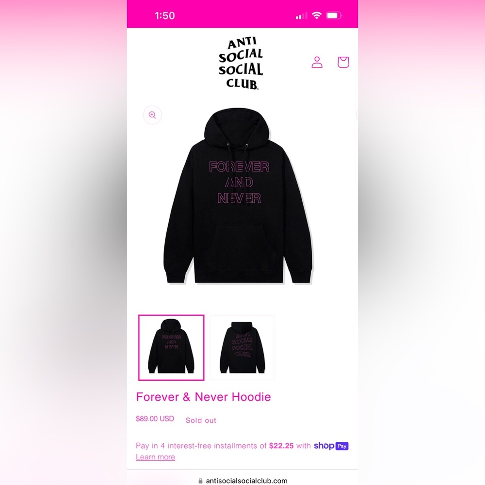 Forever and Never anti social social club hoodie